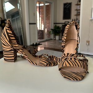 Ankle Tie- Animal Print Heels